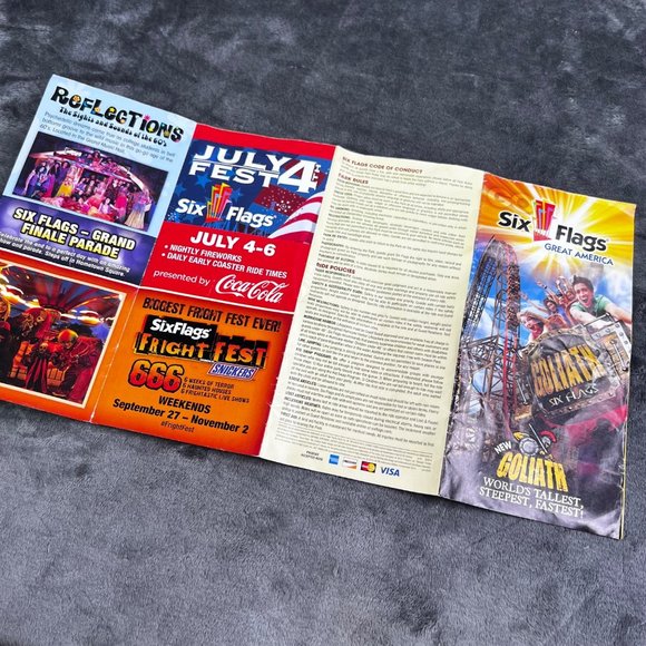 Six Flags Great America 2014 Park Map Guide Goliath Opening Year Hurricane Harbo - Picture 8 of 8